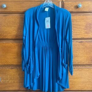 3/4 Sleeve Deep Sea color knit cardigan new with tags Large